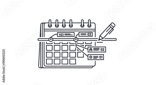 Planner calendar with pencil scheduling organization tool.