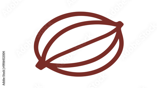 Minimalist marzipan fruit icon in brown lines on white background symbolizing sweet treats and desserts