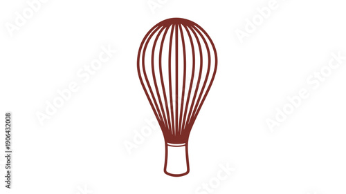 A minimalist black line icon of a matcha tea whisk on a white background