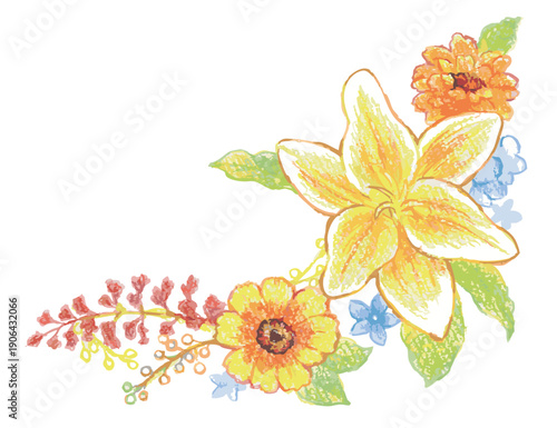 Hand drawn flower ornament. Vector illustration.