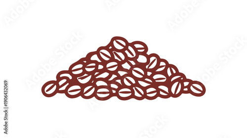 Roasted coffee beans pile icon brown minimalist line art coffee symbol food illustration