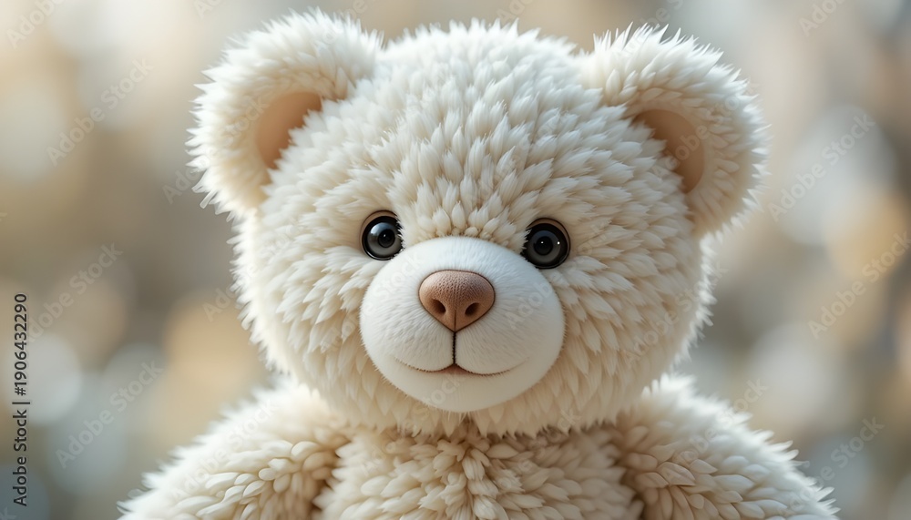 Fototapeta premium Fluffy White Teddy Bear Soft Focus
