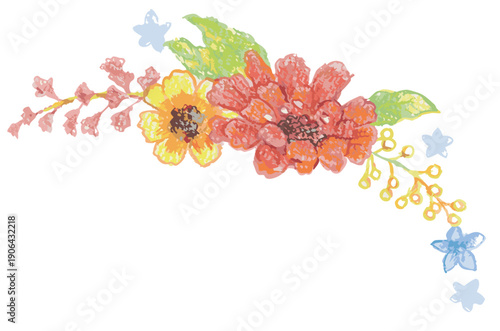 Hand drawn flower ornament. Vector illustration.
