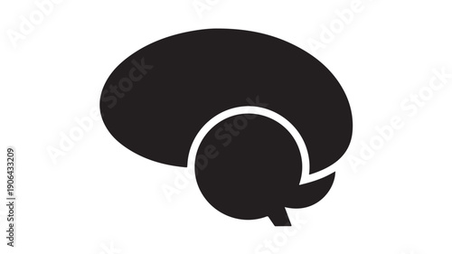 Speech Bubble Icon in Simple Flat Design with Black Color on White Background for User Interface
