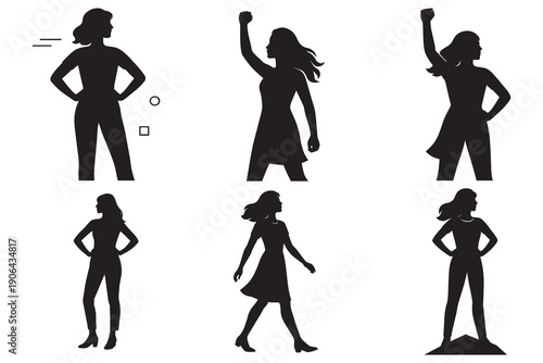 Women Empowerment Silhouette of Confident Strong Female Poses