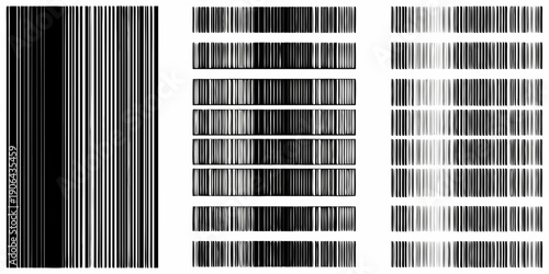 Abstract grayscale images featuring vertical lines and varying density patterns