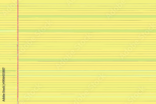 Close up of lined yellow paper with green highlighter markings