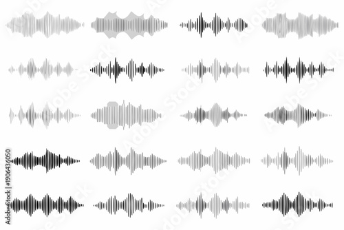 Collection of grayscale waveform visualizations arranged in a grid pattern