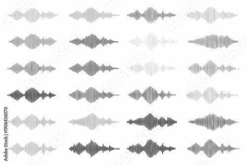 Various grayscale waveform patterns arranged in a grid formation