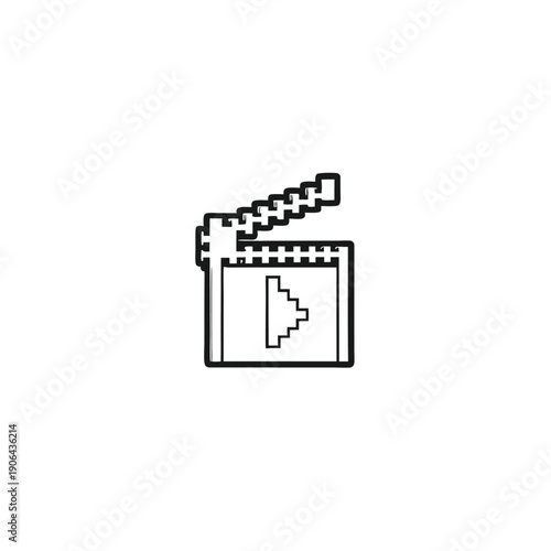 Minimalist Black and White Pixel Play and Pause Icons for 8-Bit Video Game Interface