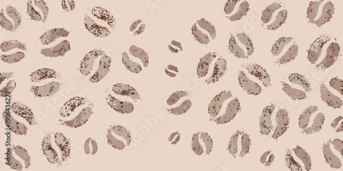 Seamless pattern of coffee beans on a light beige background