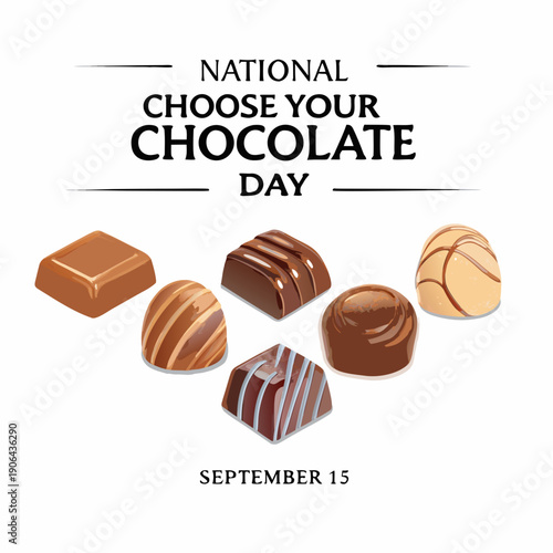 National choose your chocolate day with assorted chocolate pieces displayed