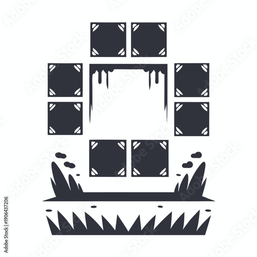 Pixel Art Platformer Game Level Tile Set Elements for 2D Game Design and Creation