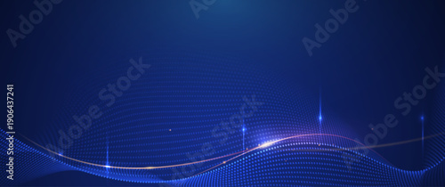 Vector abstract dynamic, wave particle and dot. Illustration technology background with dynamic mesh, flow particles design for banner, wallpaper. High tech, digital datum network and science concept