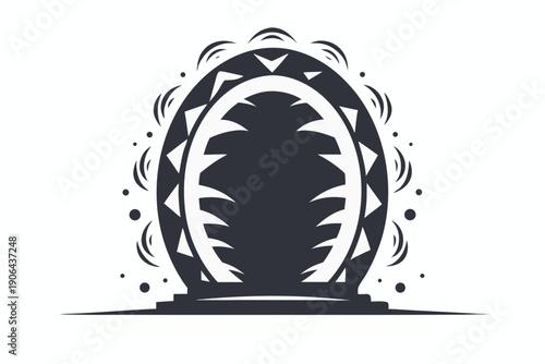 Magical Portal Gateway Silhouette Pixel Art Vector for RPG Game Interface Assets