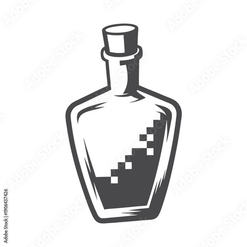 Decorative Magic Potion Bottle Silhouette Pixel Art Vector for Game UI Design