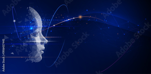 Vector Abstract modern technology futuristic, bot, Artificial Intelligence concept. Robot and cyberspace, digital data, datum communication, innovation on hi tech future design for background