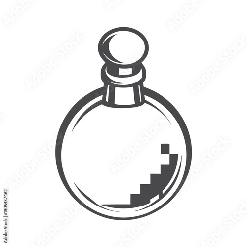 Classic Potion Flask Silhouette Pixel Art Icon for Retro RPG Inventory Screen