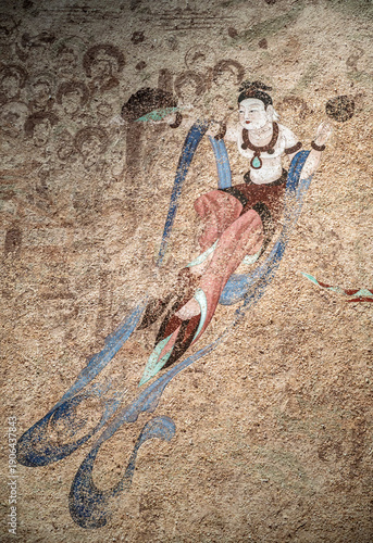 The ancient figure murals of the Dunhuang Caves in China.