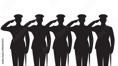 Silhouettes of soldiers saluting in uniform, symbolizing discipline and respect.