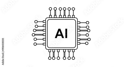 A detailed illustration of a microchip with AI label and circuits