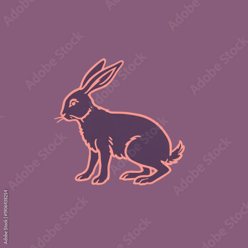 line art of Rabbi on purple background.