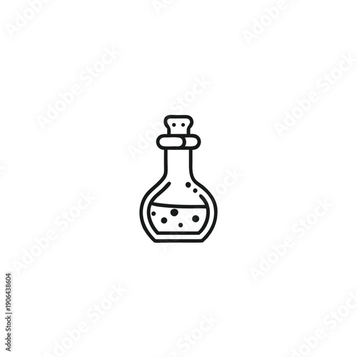 Pixel Art Alchemy Bottle Silhouette, Retro Video Game Inventory Item Black and White Graphic