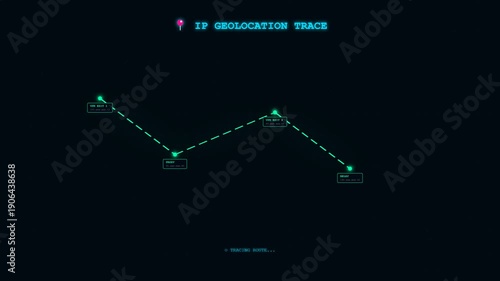 Wallpaper Mural Digital 3D Geolocation Tracking Interface with Data Points. Torontodigital.ca