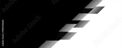 Smooth vector transition from black to white with straight broken lines. Modern vector background for transition from one image to another
