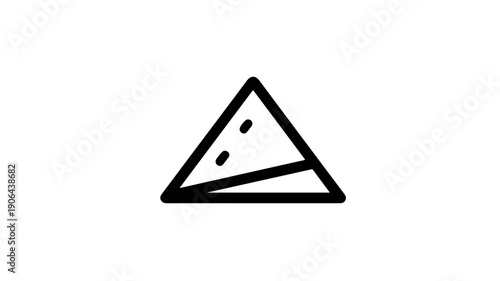 Minimalist black line icon of a triangular pita bread pocket with seeds on white background for food and cuisine designs