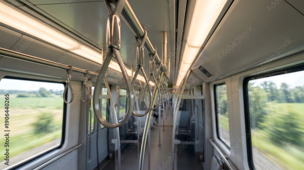 Fototapeta premium Empty Modern Train Interior on a Fast Journey