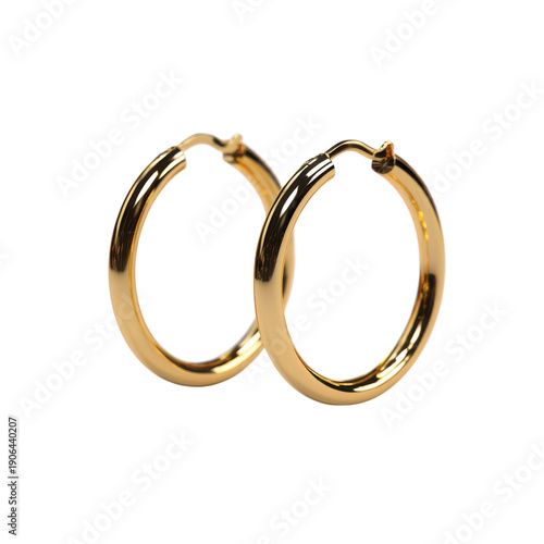A pair of elegant gold hoop earrings displayed on a black background