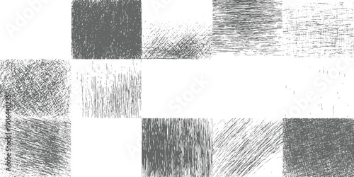 Collection of grey textured grunge backgrounds and patterns with varied line and dot density