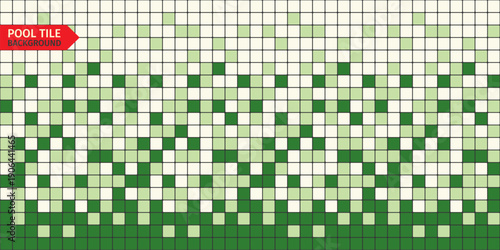 Green ceramic tile pattern background. Pool tile grid texture, seamless design.