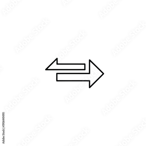 Two arrows pointing in opposite directions with a horizontal line connecting them