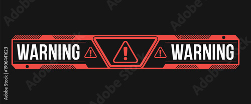 Futuristic Red Warning Sign Icon With Frame Design