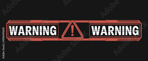 Futuristic Red Warning Sign Icon With Frame Design