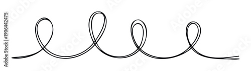 A minimalist black double line creates a continuous, dynamic design featuring multiple playful loops and gentle waves, perfect for graphic embellishments, motion illustrations, or modern