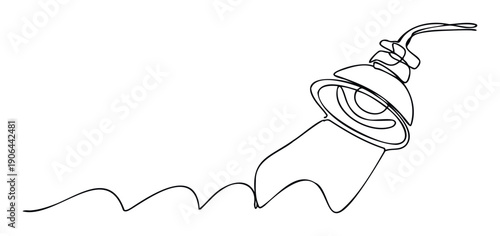 Minimalist continuous line drawing depicting a stylized light bulb emerging from a wavy path, symbolizing new ideas and creative journeys for contemporary branding and marketing visuals.