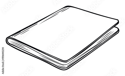 Simple graphic outline of a closed book lying flat, useful for education, library, learning, or reading related marketing materials and academic publications