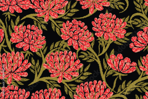 Seamless paisley embroidered floral motif pattern in vector, for design, fabric, wrapping, digital motif, background, wallpaper, print, clothing, etc.