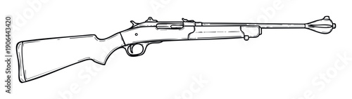Detailed classic rifle sketch featuring a distinct blunt weapon barrel design, perfect for historical documentation, firearm enthusiast publications, or survivalist equipment graphics