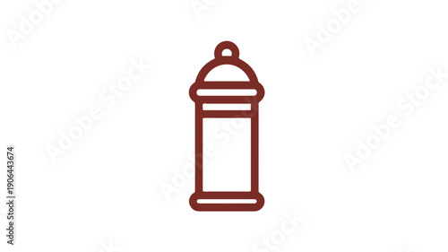 Minimalist brown line icon of a powdered sugar shaker for baking and cooking