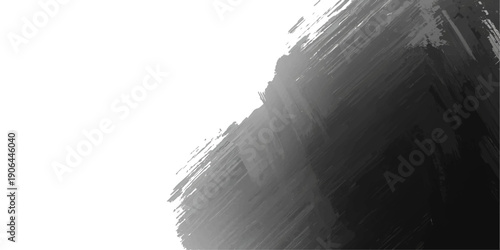 A textured black and white artistic composition featuring thick paint strokes and splatters reminiscent of snow applied with a coarse brush