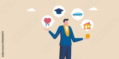 A man balances life priorities education love wealth and homeownership