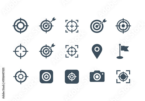 Target Focus Icon Set – Location Camera Tracking UI Symbols Collection