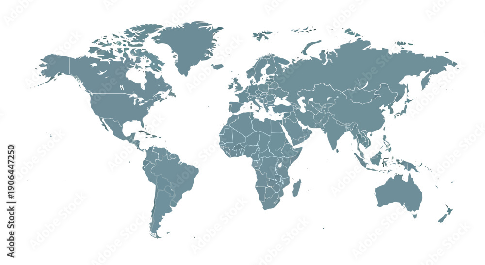 Fototapeta premium World Map Silhouette – Global Earth Geography Flat Illustration