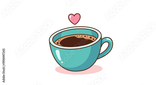 Cute Coffee Cup Illustration – Love Morning Drink Cartoon Icon