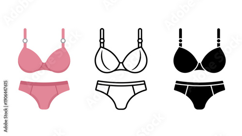 A set of colorful women's underwear and bras on a white background