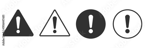 Danger Warning And Caution Symbol Set With Exclamation Marks In Different Shapes For Safety Alerts Vector Illustration.